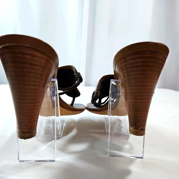 Giuseppe Zanotti Brown Leather Diamond Detail Sandals Size 8.5 - Picture 3 of 7